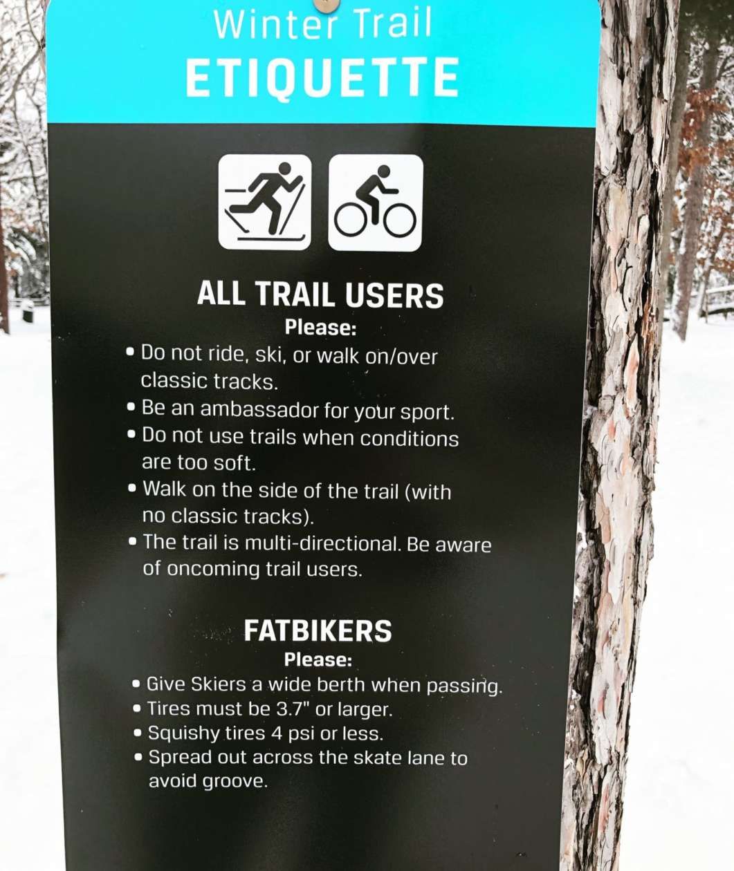 snow bike timber ridge sign